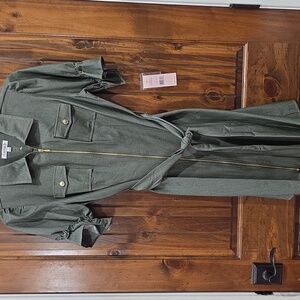 Nanette Lepore  Distressed Green Dress W'Gold Zipper